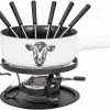 Sortie 🥰 Kadastar Service à Fondue Au Fromage Vache E22 9 Pièce/s, Blanc - Kit De Fondue ⭐